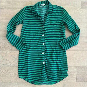 J Crew Pajama Striped Blue Green Xs